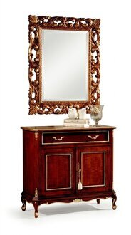 Holz Italienische Möbel 2tlg Set Möbel Stil Barock Luxus Kommode mit Spiegel