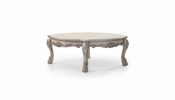 Holz Italienische Möbel klassisch Stil Luxus Beige Couchtisch Wohnzimmer Rund