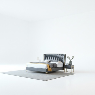 Hotel Luxus Design Betten Polster Metall Leder Schlafzimmer Edelstahl