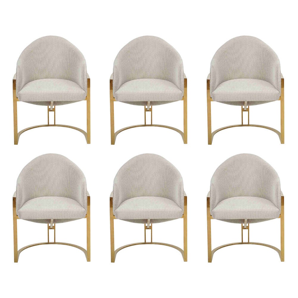 Modern 6x Stühle Polsterstuhl Esszimmerstuhl Metall Küchenstuhl Weiß Stilvoll