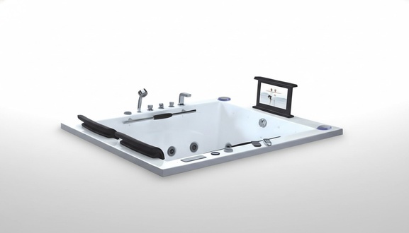 Hydromassagebad Whirlpool Sprudelwanne Whirlwanne Wellnesspool 186x150 cm