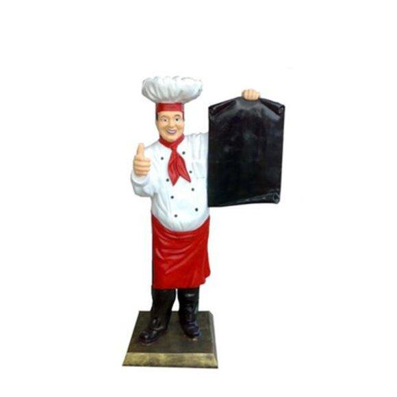 Koch Figur Dekorative Statue Skulptur Werbefigur Menütafel Werbeaufsteller