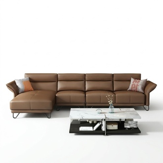 Italienische Design Leder Sofa Stil Möbel Couchtisch Sitz Polster Eck Garnitur