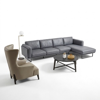 Italienische Designer Möbel Eck Sofa Couch Polster Sitz Garnitur Leder
