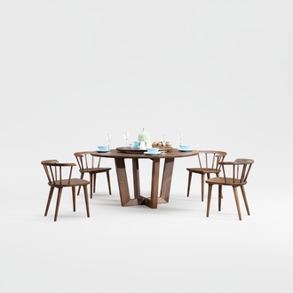Italienische Holz Möbel Tisch 4 Lehn Stühle Stuhl Tische Sitz Polster