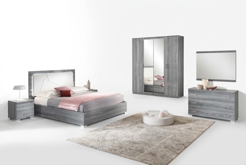 Italienische Möbel 4tlg. Schlafzimmer Set Bett 2x Nachttisch Kleiderschrank