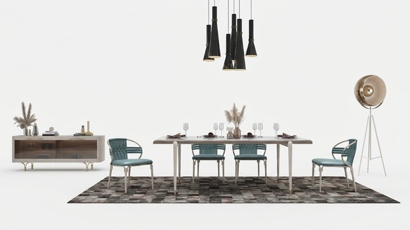 Italienische Stil Möbel Esszimmer Garnitur Stuhl Gruppe Tisch 5tlg. Set Sets
