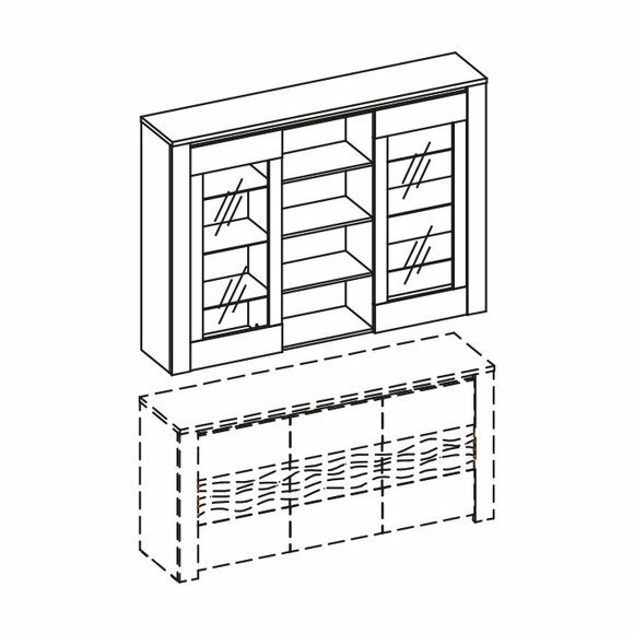 Klassische Wohnwand Schranksystem Wohnzimmer Schrank Vitrine