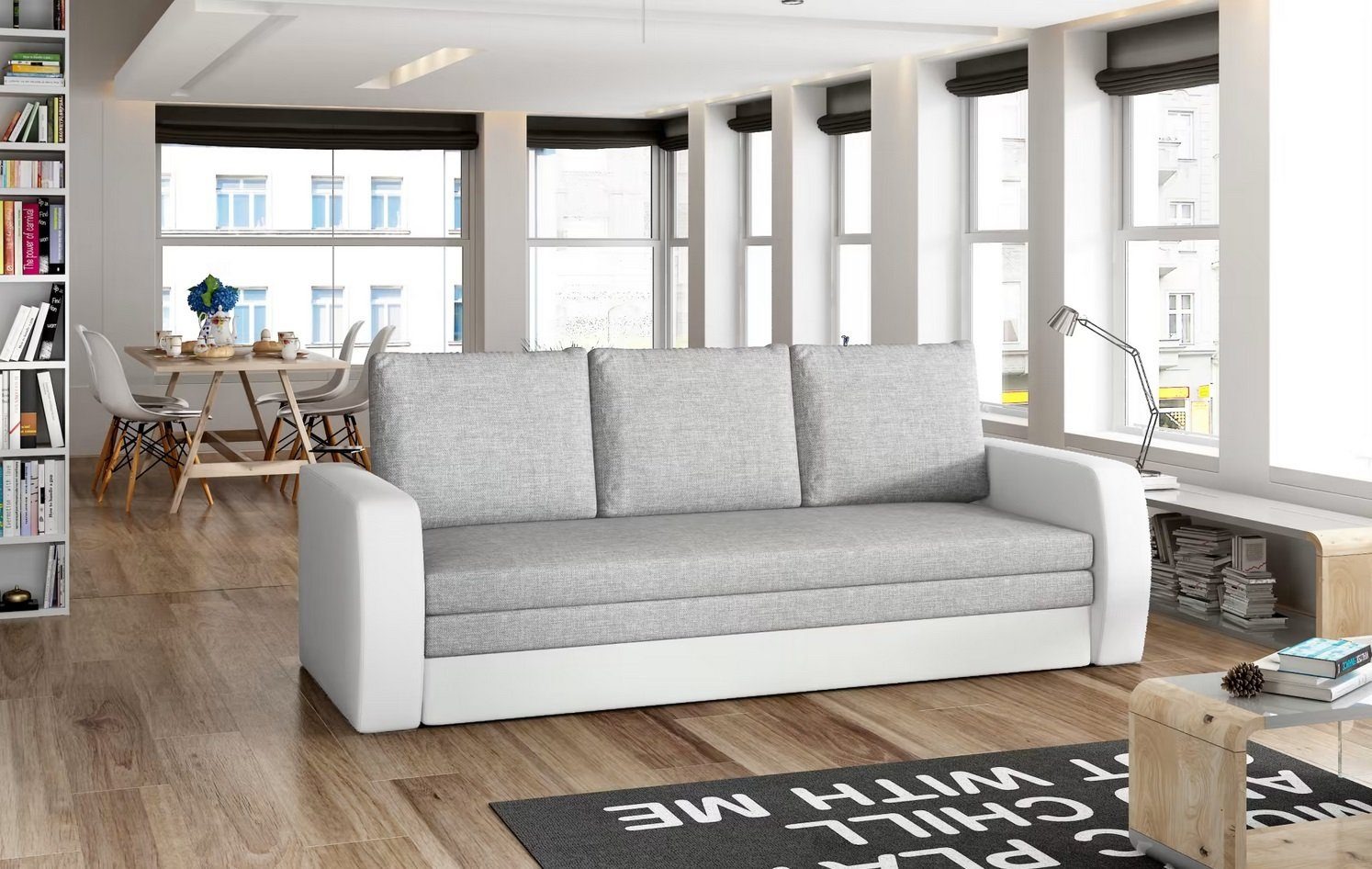 Schlafsofa Stoff Neu Sofa mit Bettfunktion 3 Sitz Sofa Couch Textil Polster Sofort
