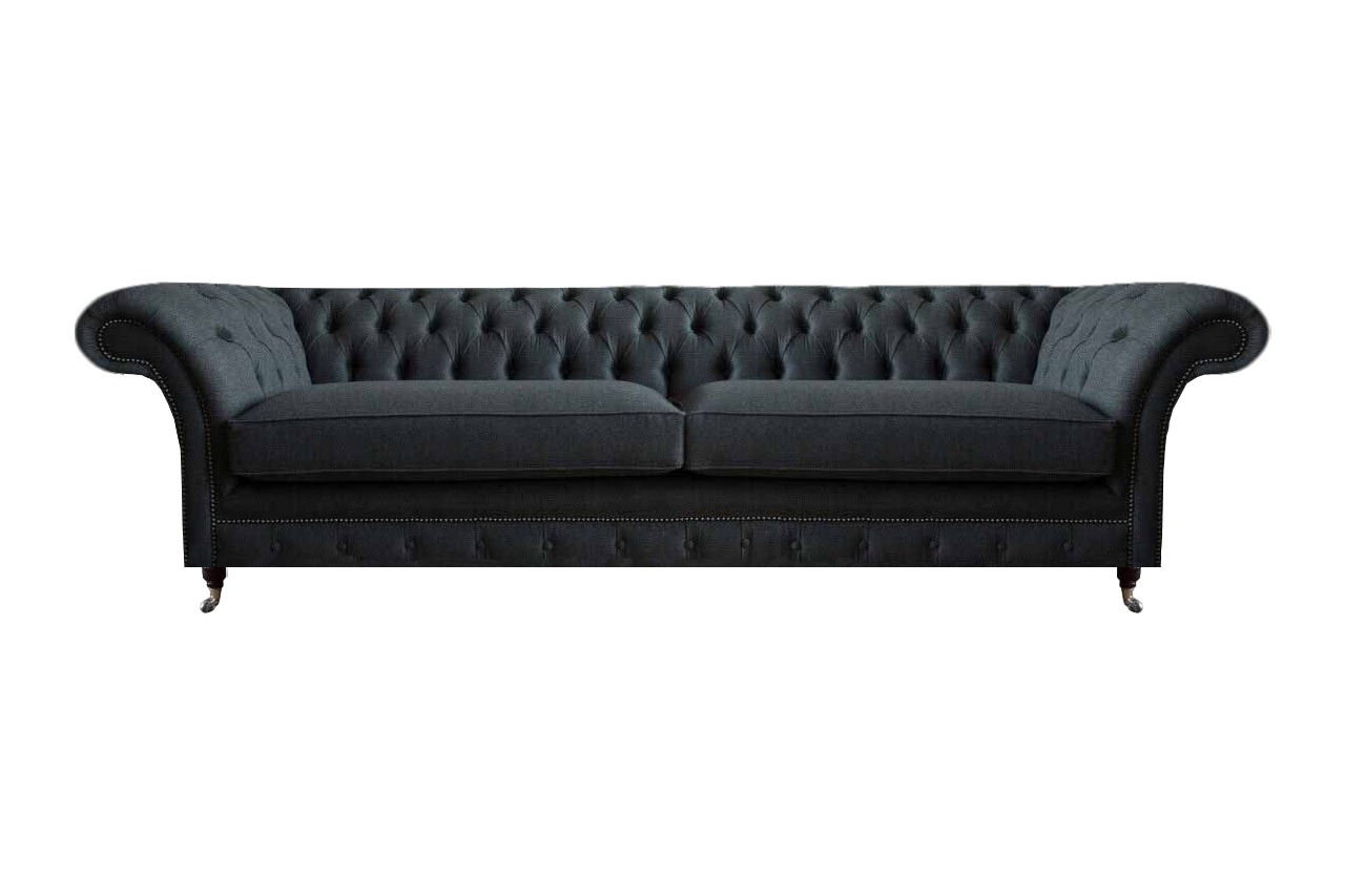 Chesterfield Schwarzer Zweisitzer Designer Wohnzimmer Sitzmöbel Couch