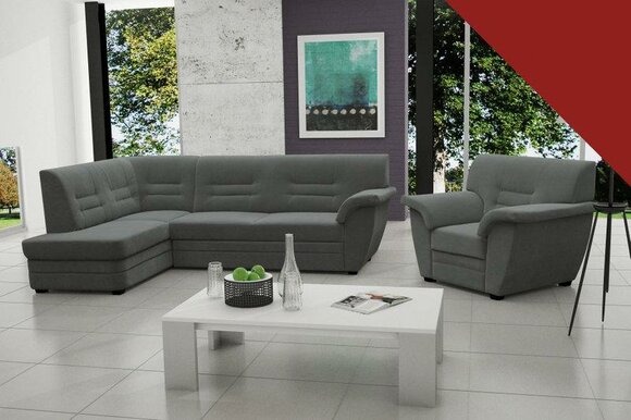 Dunkelgrau Schlafsofa Designer Sofa mit Bettfunktion + Bettkasten Ecksofa Couch