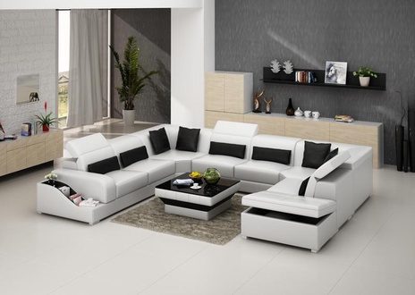 Ledersofa Couch Wohnlandschaft Dekor Eck Modern Ecksofa Design Garnitur