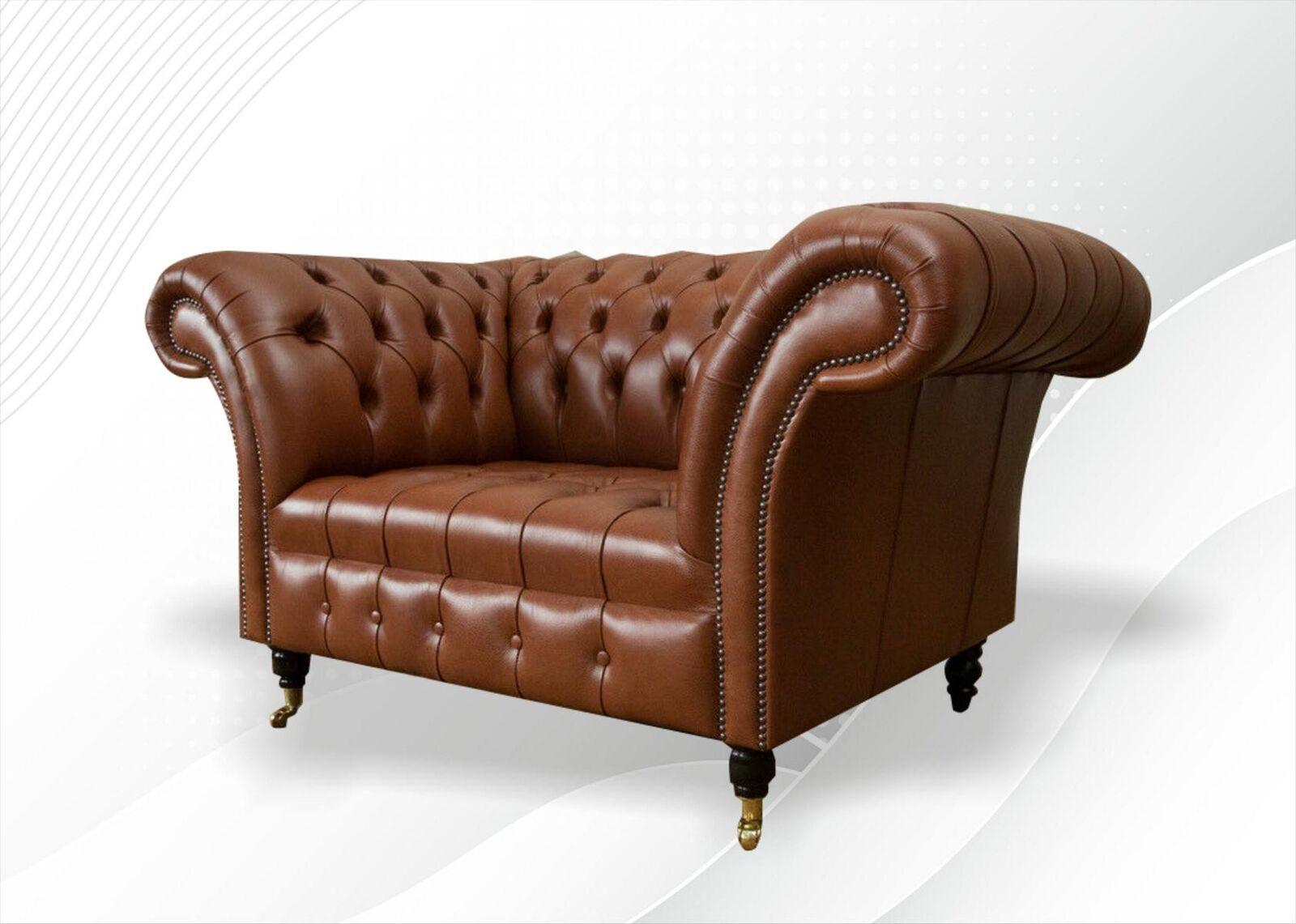 Chesterfield Sessel Leder Braun Kreative Möbel Wohnzimmer 100% Leder Sofort