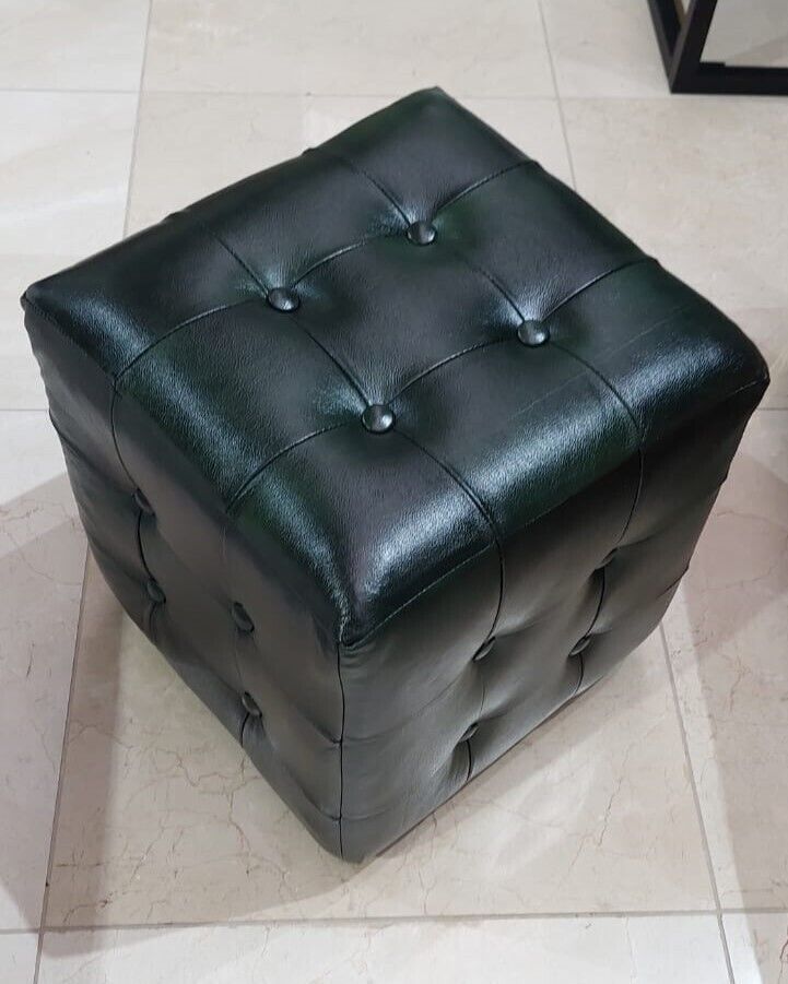 Hocker Chesterfield Ottomane Grün Leder Luxus Hocker Wohnzimmer Sofort