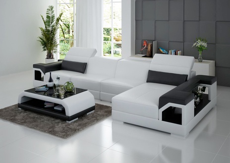 Ledersofa Modern Couch Wohnlandschaft Dekor Eck Ecksofa Design Garnitur