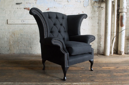 Ohrensessel Sessel Textil Fernseh Design Polster Sofa Couch Chesterfield