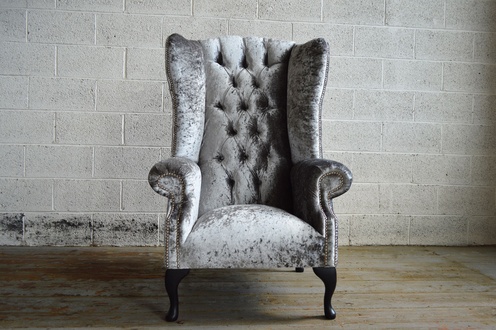 Ohrensessel Sessel Chesterfield Fernseh Design Polster Sofa Couch Textil