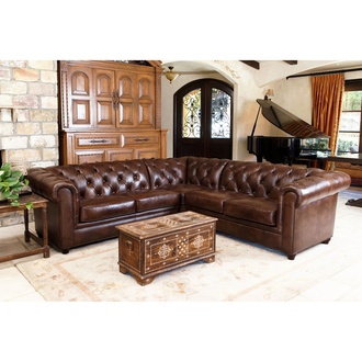 Chesterfield Ecksofa Sofa Couch Dekor Ledersofa Polster Eck Couch Garnitur