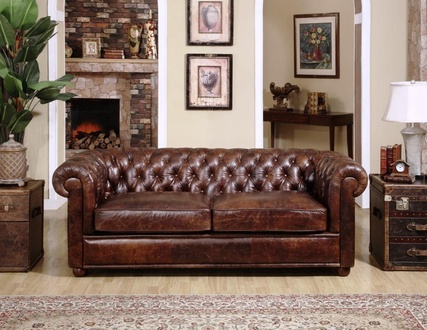 Chesterfield Couch Polster Sofas Klassischer Sitz Textil Leder 3 Sitzer