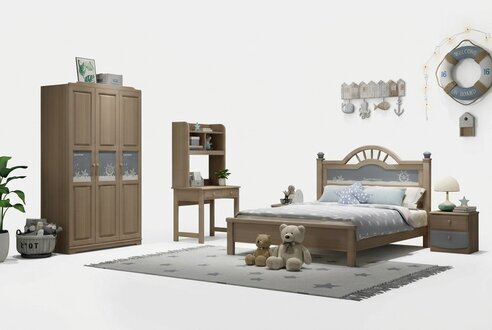 Jugend Kinder Zimmer Set Schlafzimmer Modern Schrank Bett Nachttisch Tisch 5tlg.