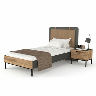 Jugendzimmer 2tlg Set Bett + Nachttisch Moderne Möbel Kinderzimmer Sets