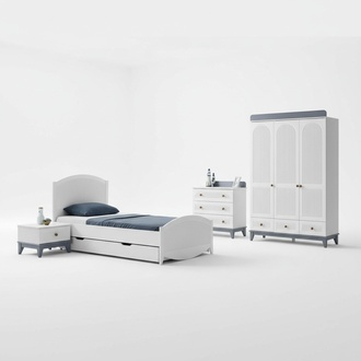 Jugendzimmer Bett Nachttisch Kleiderschrank Schreibtisch Schlafzimmer 4tlg Set
