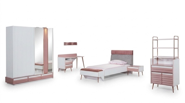 Jugendzimmer Kinderzimmer komplett Set Jugendbett Schreibtisch Schrank Möbel Neu