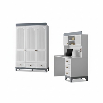 Jugendzimmer Modern Kleiderschrank Schreibtisch Holz Möbel Design 2tlg Set