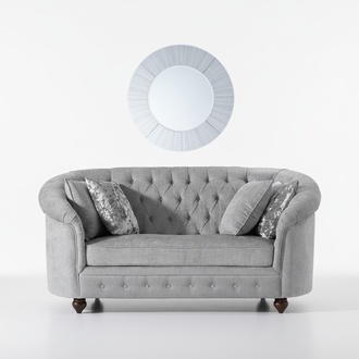 Landhaus Designer Couch - Chesterfield Textil Sofa Grau