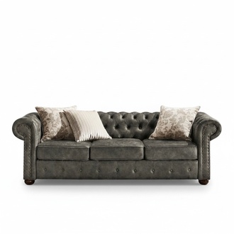 Chesterfield 3 Sitzer Klassische Luxus Barock Rokoko Sofa Textil Leder
