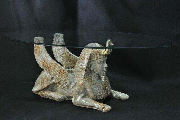 Couchtisch Tisch Glastische Tische Pharao Sphinx Beistell Glas Ägypten