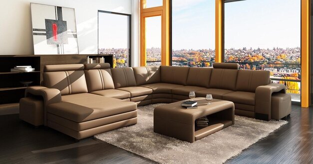 XXL Multifunktions Ledercouch Couch Big Sofa Polster Dekor Ecksofa Moderne Sofort