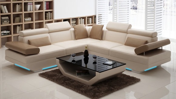 Ledersofa Sofa Couch Wohnlandschaft Ecksofa Garnitur Modern Dekor Design