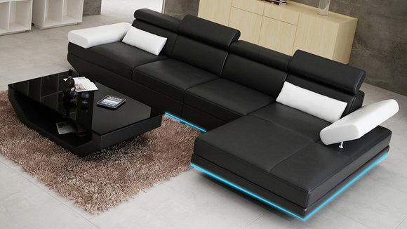 Ledersofa Sofa Couch Wohnlandschaft Ecksofa Modern Garnitur Dekor Design