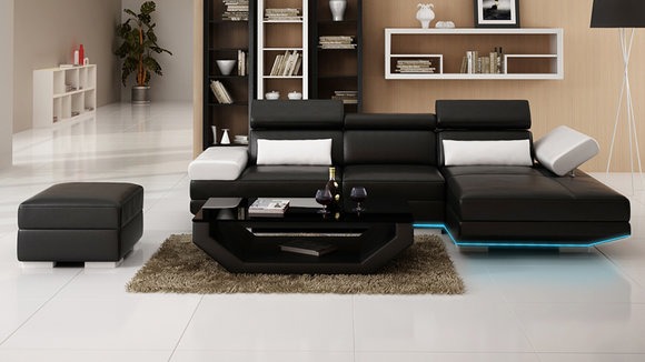 Ledersofa L-Form Couch Wohnlandschaft Dekor Ecksofa Garnitur Modern Design