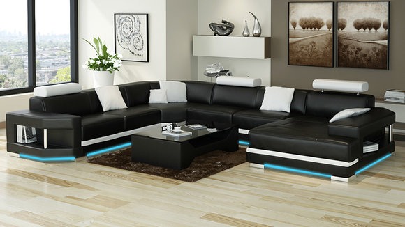 Ledersofa Sofa Couch Modern Wohnlandschaft Ecksofa Garnitur Dekor Design