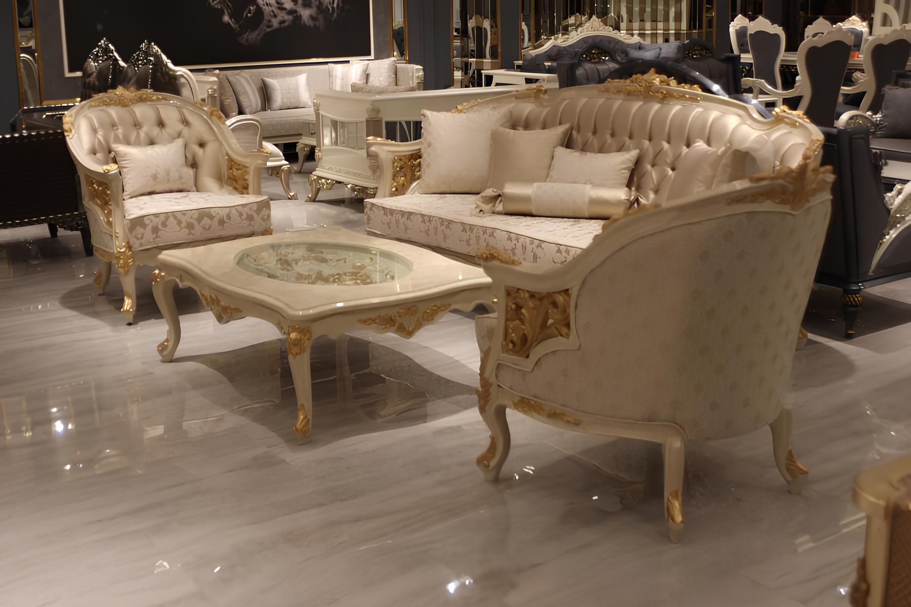 Luxus Wohnzimmer Moderne Sofagarnitur Set 2x Sofas 2x Sessel Couchtisch