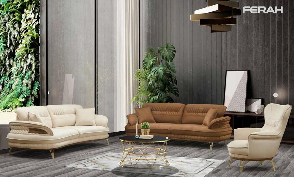 Luxus Sofagarnitur 3+3+1 Sitzer Dreisitzer Sofa Sofas Sessel Design