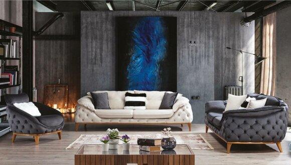 Dreisitzer Chesterfield Couch Polster Sofas Textil Leder Sofa Couchen
