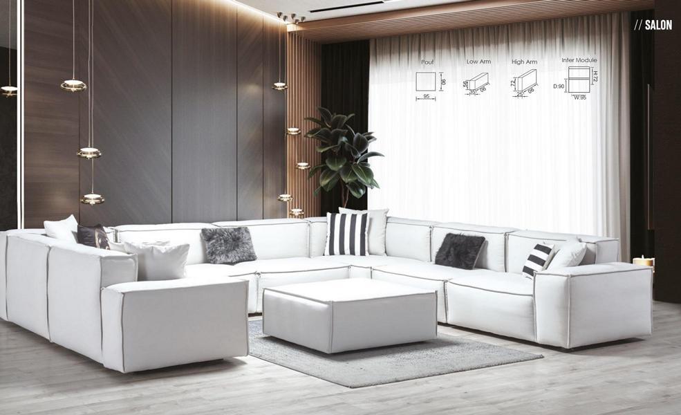 Ecksofa U-Form Weiß Wohnlandschaft Couch Polster Eckgarnitur
