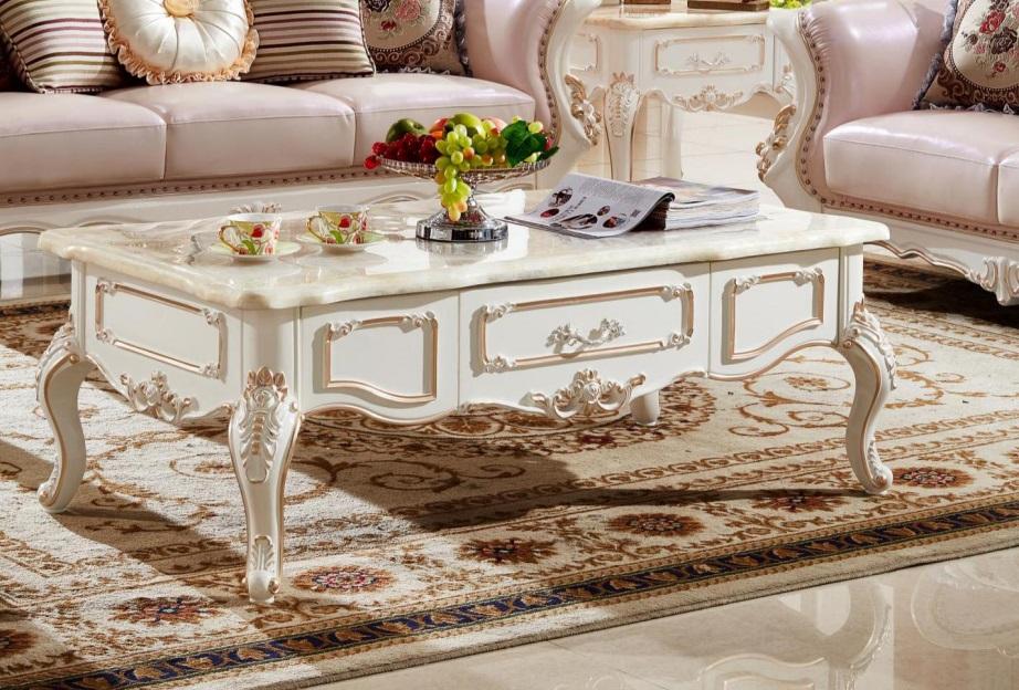 Königlicher Couchtisch 130x73 Tisch Sofa Beistelltisch Tische Weiß Holz