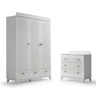 Kinderzimmer Modern Möbel Weiß Kleiderschrank Kommode Jugendzimmer Holz Neu