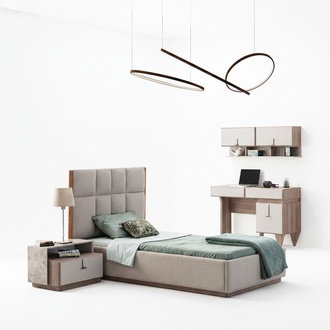 Kinderzimmer Möbel Designer Einzelbett Holz Nachttisch Schreibtisch 4tlg