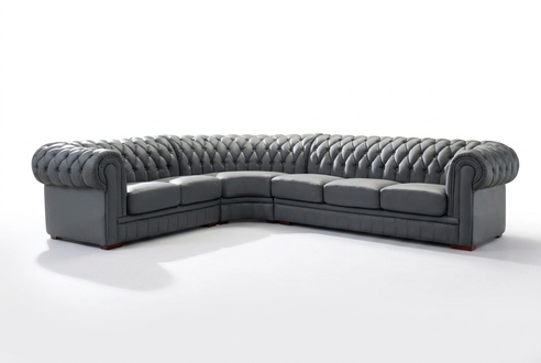 Klassiche Chesterfield Polster Sitz Eck Leder Dekor Garnitur Wohnlandschaft