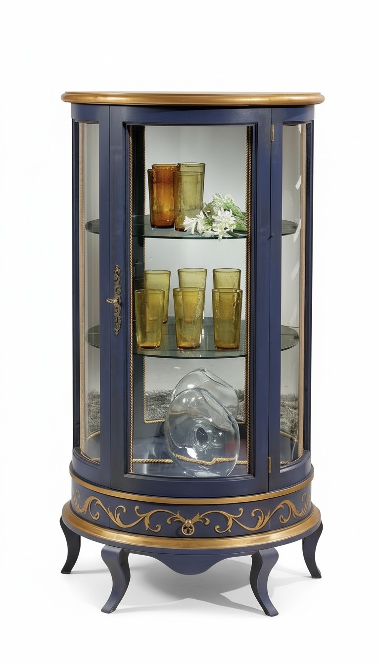 Klassisch Vitrinen Glas Schrank Luxus lila Vitrine Holz für das Wohnzimmer Neu