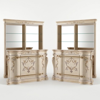 Klassische Bartheke Luxus Barschrank Designer Möbel Massivholz Vitrine Bar