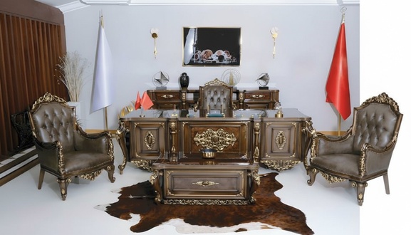 Klassische Büro Einrichtung Luxus Schreibtisch Sofagarnitur Arbeitszimmer 6tlg