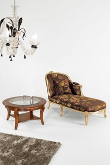 Klassische Chaiselongue + Couchtisch Gold Blumen Liege Italienische Möbel Tisch