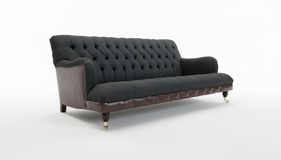 klassische Chesterfield Couch 3 Sitzer Sofa Couch Samt Leder Blau Design