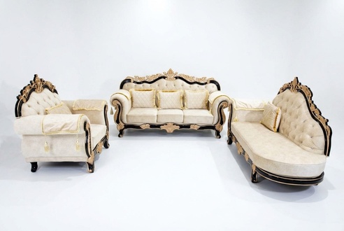 Klassische Chesterfield Couch Barock Stil Sofgarnitur Gruppe Couchen 3tlg.